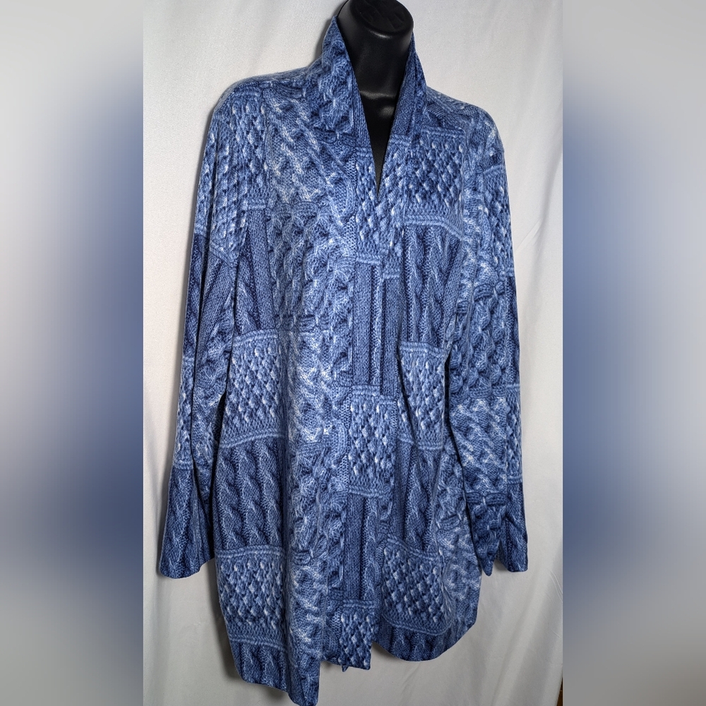 Women's Denim& Co Blue Open Long Cardigan‎ | Size 2X